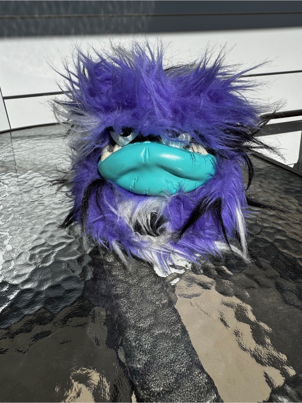 Plush Purple Monster Grumblies Toy with Teal Mouth - Kids Vintage Toys